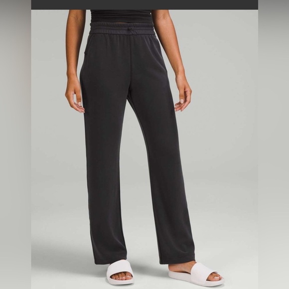 Lululemon Softstreme High-Rise Pant Black Gray Sweatpants Small Pockets - Picture 1 of 7